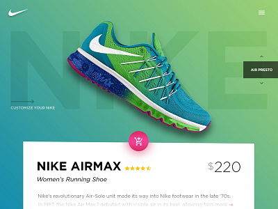 Nike Landing Page Concept arrows cart ecommerce green landing page nike product page products shoes