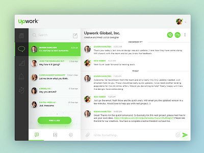 Upwork App Redesign application design freelancing green messaging minimal ui upwork app redesign upwork redesign