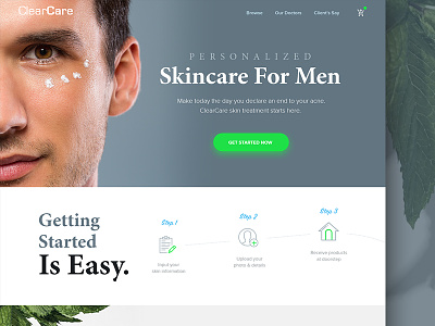 Landing Page WIP for Men Skincare Product design homepage landing page material ui men product packaging product design skincare ui