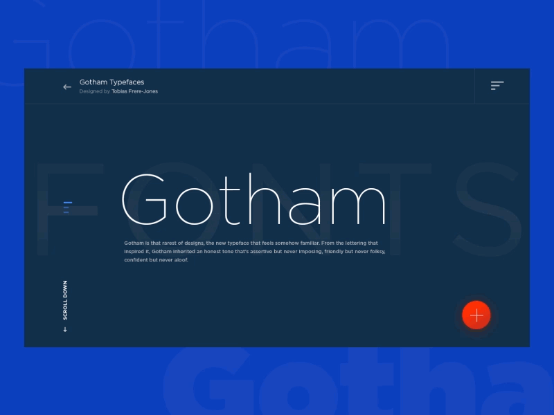 Type Specimen - UI Challenge animation black design fonts gotham material minimal typography ui web white