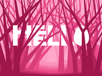 Hello debut dribbble egg first shot forest hello illustration invitation thanks trees typography