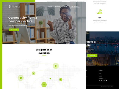 9Mobile Landing Page branding grid icons interface layout product sketch ui ux web
