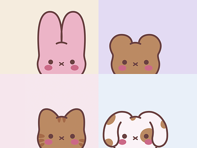 Little Friends animals bear bunny cat character design cute illustration dog flat art flat illustration illustration illustrator