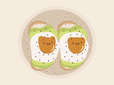 Healthy food Cute breakfast food in kawaii style sausage avocado