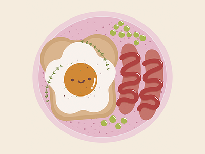 Healthy food Cute breakfast food icons in kawaii style sausage avocado