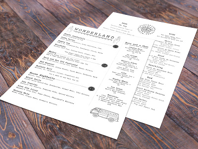 Wonderland Bar Menu branding design menu print