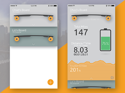 Electric Skateboard UI concept electric skateboard ios ui