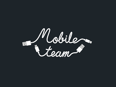 Mobile Team Shirt Design brand and identity illustration iphone lightning cable mobile script font script logo team team logo type typography usb wire wires ziprecruiter