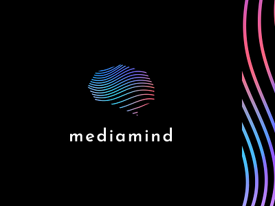 Media Mind brain branding design digital gradient icon identity logo logotype mark mind minimal modern symbol vector wave