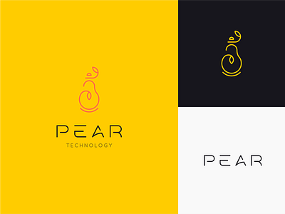 PEAR Technology branding cleverlogo creative design fruit icon idea identity it lightbulb logo logotype mark minimal modern pear symbol technology vector yellow