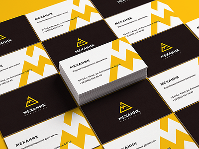 Business card for Mechanic Ltd. branding business card electric geometry graphics identity lightning minimalist simple triangle