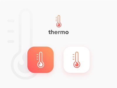 Thermo branding design fire flame gradient heat hot icon identity logo logotype mark minimal modern thermometer vector warm