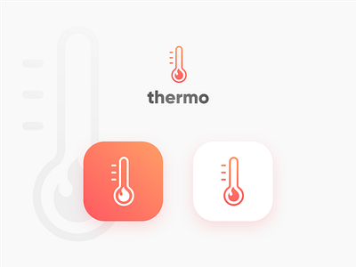 Thermo branding design fire flame gradient heat hot icon identity logo logotype mark minimal modern thermometer vector warm