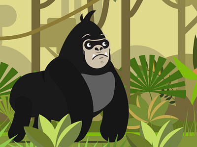 A Wild Gorilla adobe aftereffects adobe illustrator animation animation 2d character design clean design design flat gorilla illustration minimal rubberhose2 vector vector art vector illustration