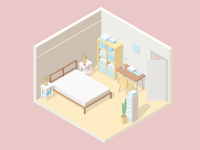 Room Studies - Megan's Room 3d architecture bedroom design illustration room vector