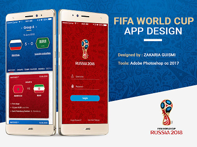 Fifa world cup (russia 2018) app design 2018 android app fifa world cup login home ios mobile russia screen uiux
