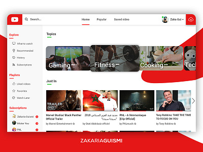 Youtube Redesign (Home screen) design graphic home interface landing material page redesign screen uiux user youtube