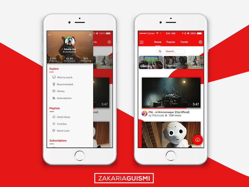  Youtube  Redesign Mobile App  by Zakaria Guismi on Dribbble