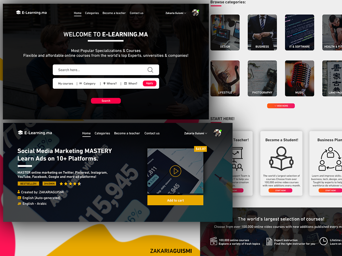 E-LEARNING website design UI/UX by Zakaria Guismi on Dribbble