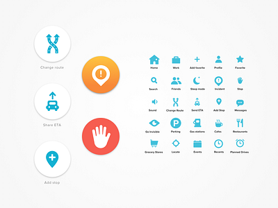Waze Redesign - Iconography app design icon design iconography redesign ui ux visual design waze
