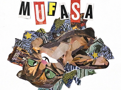 Mufasa cats collage illustration magazine traditional