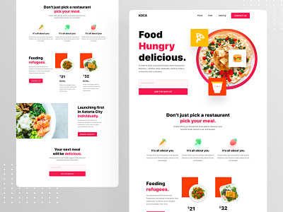 Food Landing page 2020 bold clean color flat food food app landing page marketing minimal plate sketch trendy ui ux