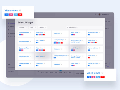 Widget Page of Social Media Marketing Platform influencer marketing media minimal platform social social app social media ui ux widget