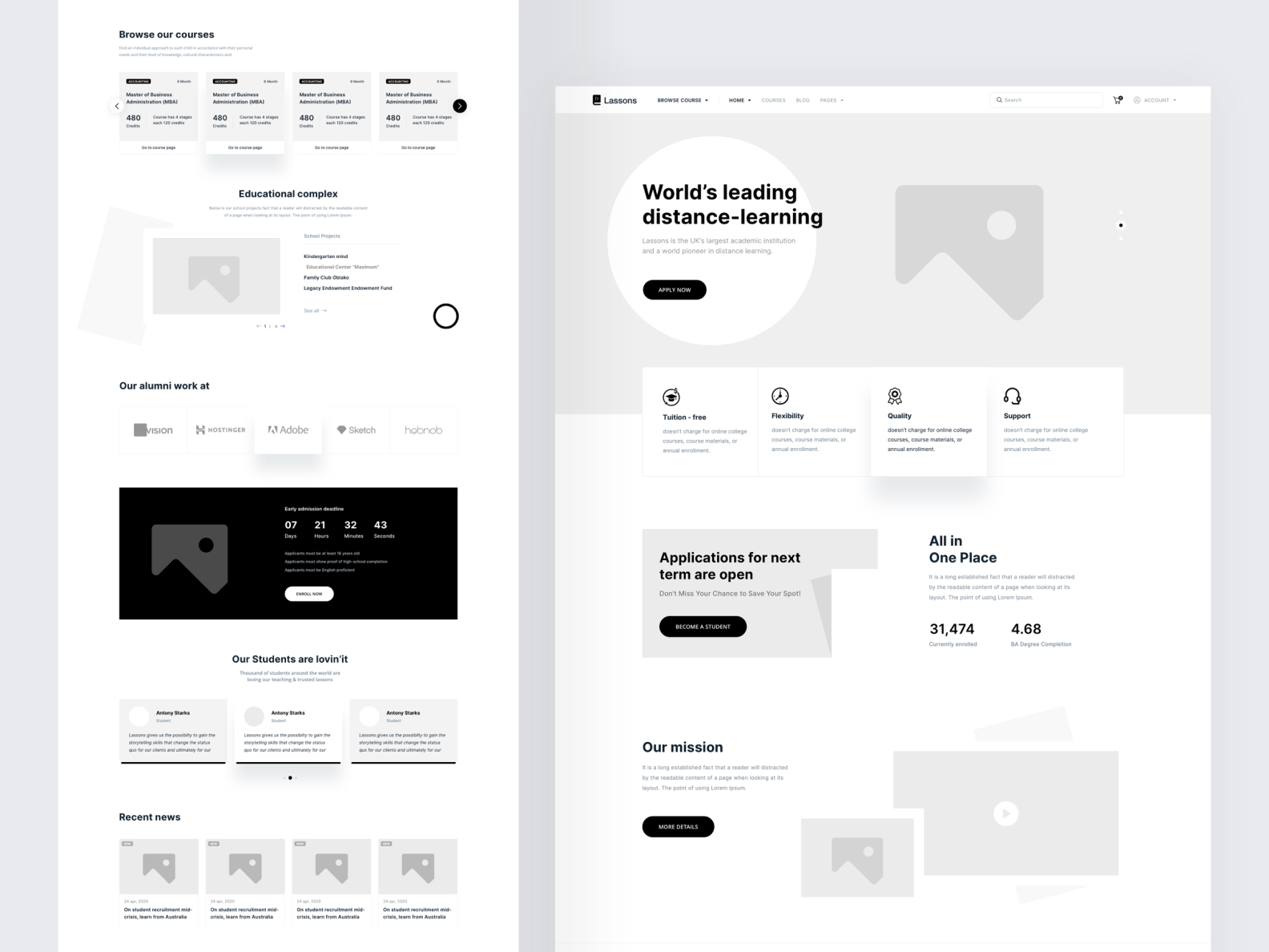 LMS Web-Page Wireframe by Design Monk 🐙 for JoomShaper on Dribbble