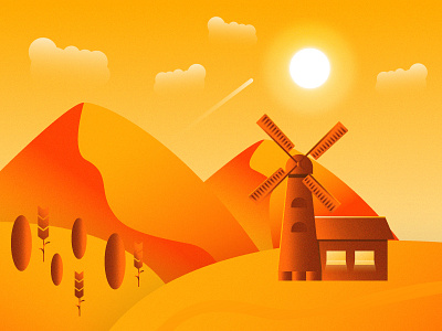 Desert with windmill