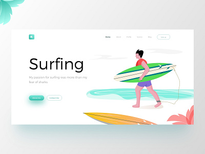 Surfing branding design graphic designer illustration landing page mockup typography vector web design