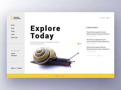 Snail animal graphic designer header hire landing nature page snail ui ux web design web design web page