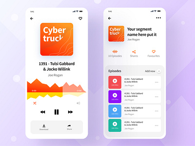 Podcasting iOS App screen Concept