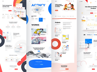 Landing page series blue branding creative experience experiment illustration interface ladningpage red user user interface design web web design yellow
