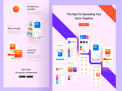 App Landing page android animation apps confirmation e commerce finance ios landing page mobile online paymet podcast purchase saas service ui ux website