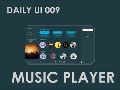 Music Player DailyUI adobe xd branding dailyui design graphic design illustration logo photoshop ui vector
