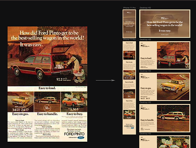 70s web design: adaptation process 70s ads pinto print retro
