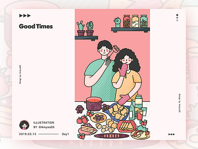 good times -cooking illustration 情侣 美食