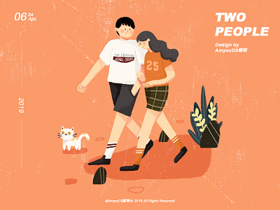 two people illustration 情侣 插图
