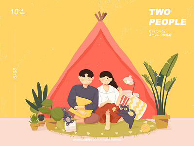 two people 2 illustration 情侣 插图