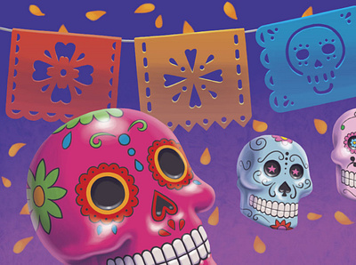 Zox Dia de Muertos celebration character cutout paper death design flowers holiday illustration la catrina mexican tradition photoshop straps sugar skull wristband zox