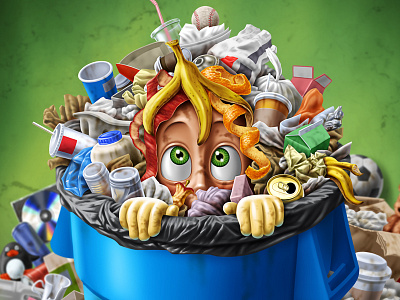 Trash (detail) caricature character illustration painttoolsai photoshop poster safety