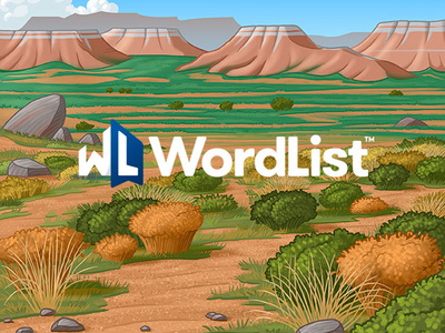 Wordlist - Steppe conceptual illustration landscape languages learning app photoshop