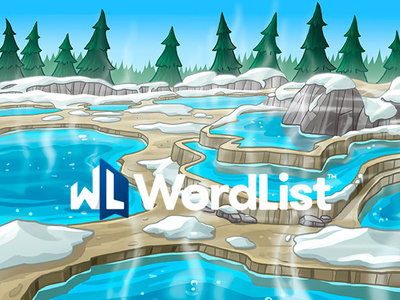 Wordlist - Hot Springs conceptual illustration landscape languages learning app photoshop