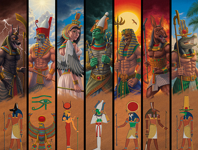 Zox - Gods of Egypt character collection conceptual deities egypt gods hieroglyphs illustration myth photoshop set wristbands zox
