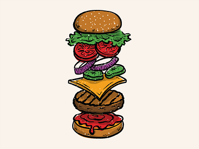 Burger Doodle bbq burger cute diner doodle food hamburger illustration simple