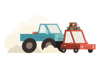 We're racing? blue car cars cute illustration luggage race racing red simple travel truck vehicles