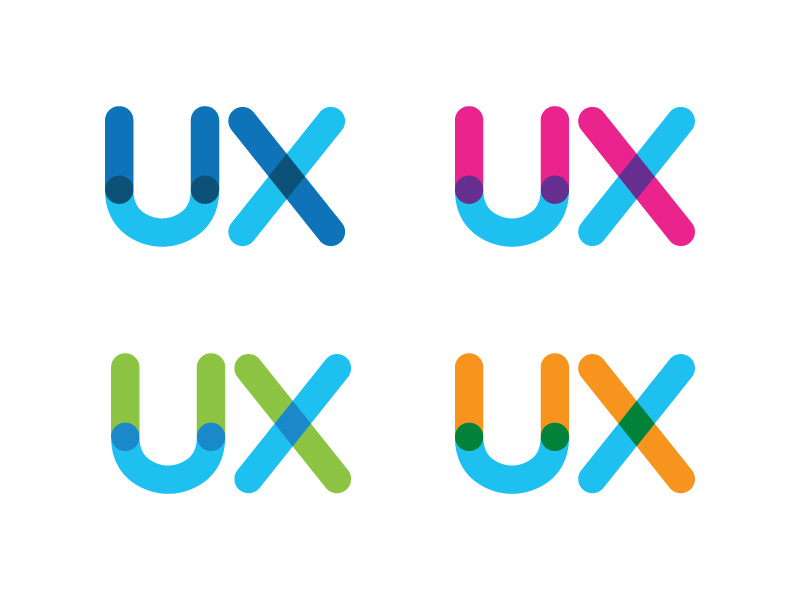 UX Venn Logo Concept - Persistent Blue ux logo transparency user ux identity user experience corporate venn diagram contemporary rounded sans geometric