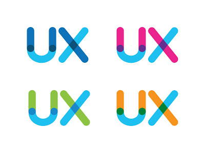 UX Venn Logo Concept - Persistent Blue contemporary corporate geometric identity rounded sans transparency user user experience ux ux logo venn diagram