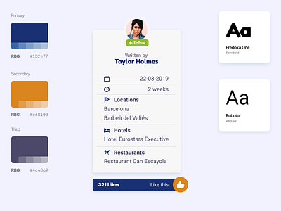 UI - Card widget design travel ui web