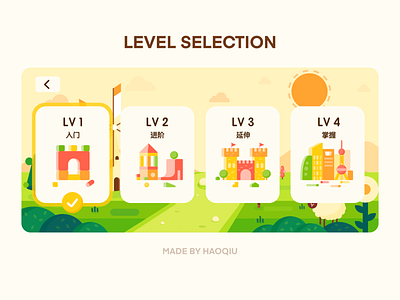 Level selection blocks buildings illustration sketch slection ui